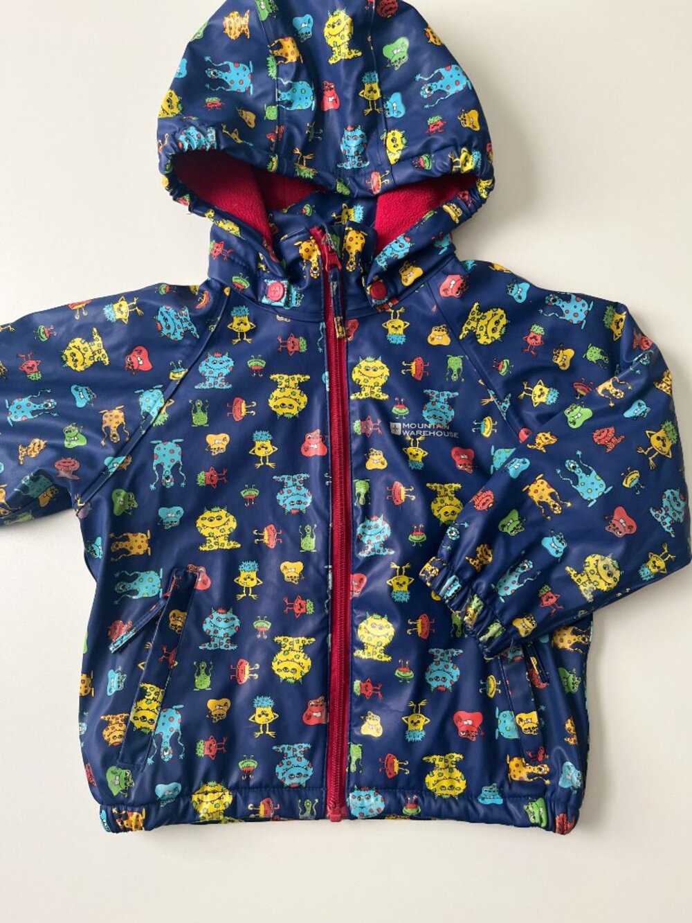 Toddler Boys, 3-4T, monster AOP fleece lined rain jacket, Mountain Warehouse